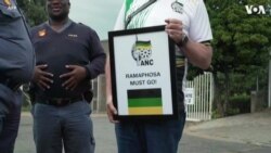 S. Africa Ramaphosa Supporters and Critics Gather Outside ANC Meeting