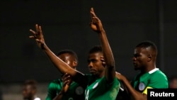 Des joueurs de l'équipe du Nigeria, lors d'un match contre le Sénégal, le 23 mars 2017.