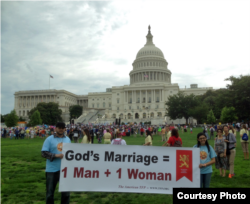 Opponents of same-sex marriage and supporters of traditional marriage between one man and one woman rally outside the U.S. Capitol in Washington, D.C. (Photo by: Diaa Bekheet)