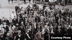 An old photo of an Irish brigade that joined Boers against the English in 1900 proudly hangs in the SouthWest Province brewhouse of Dirk van Tonder. (Photo Credit: Darren Taylor)