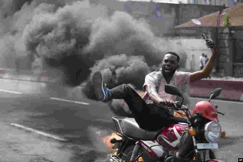 People protest in Kinshasa, Jan. 28, 2025, against the Rwanda-backed M23 rebels&#39; advances into eastern Congo&#39;s capital Goma.