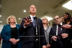 House impeachment manager Rep. Adam Schiff, D-Calif., speaks to reporters at the U.S. Capitol in Washington, Jan. 30, 2020.