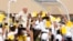 Pope Francis arrives to celebrate Mass at the Bahrain National Stadium in Riffa, Bahrain, Nov. 5, 2022.