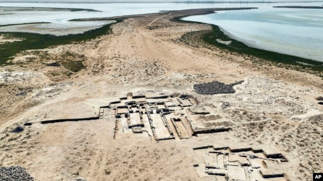 FILE - This March 14, 2022, handout photo from the Department of Archaeology and Tourism of Umm al-Quwain shows an ancient Christian monastery uncovered on Siniyah Island in Umm al-Quwain, United Arab Emirates.