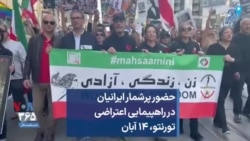 حضور پرشمار ایرانیان در راهپیمایی اعتراضی تورنتو، ۱۴ آبان
