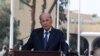 Lebanon's outgoing President Michel Aoun delivers a speech to mark the end of his mandate, outside the presidential palace in Baabda, east of the capital Beirut, on October 30, 2022. 