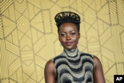 Aktris Lupita Nyong'o di acara pemutaran film 'Black Panther: Wakanda Forever' di London, 3 November 2022 (Scott Garfitt/Invision/AP)