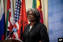 FILE - U.S. United Nations Ambassador Linda Thomas-Greenfield, speaks at U.N. headquarters, Sept. 27, 2022.