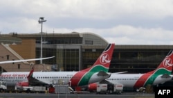 FILE: Kenya Airways jets parked at Nairobi's airport; Taken November 5, 2022