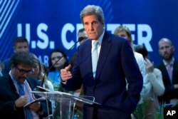 U.S. Special Presidential Envoy for Climate John Kerry speaks during a session on accelerating clean energy at the COP27 U.N. Climate Summit, in Sharm el-Sheikh, Egypt, Nov. 9, 2022.