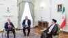 Зустріч президента Ірану Ебрахіма Раїсі (справа) з секретарем Ради безпеки Росії Миколою Патрушевим у Тегерані, 9 листопада 2022 року. (Фото: президентство Ірану/ AFP)