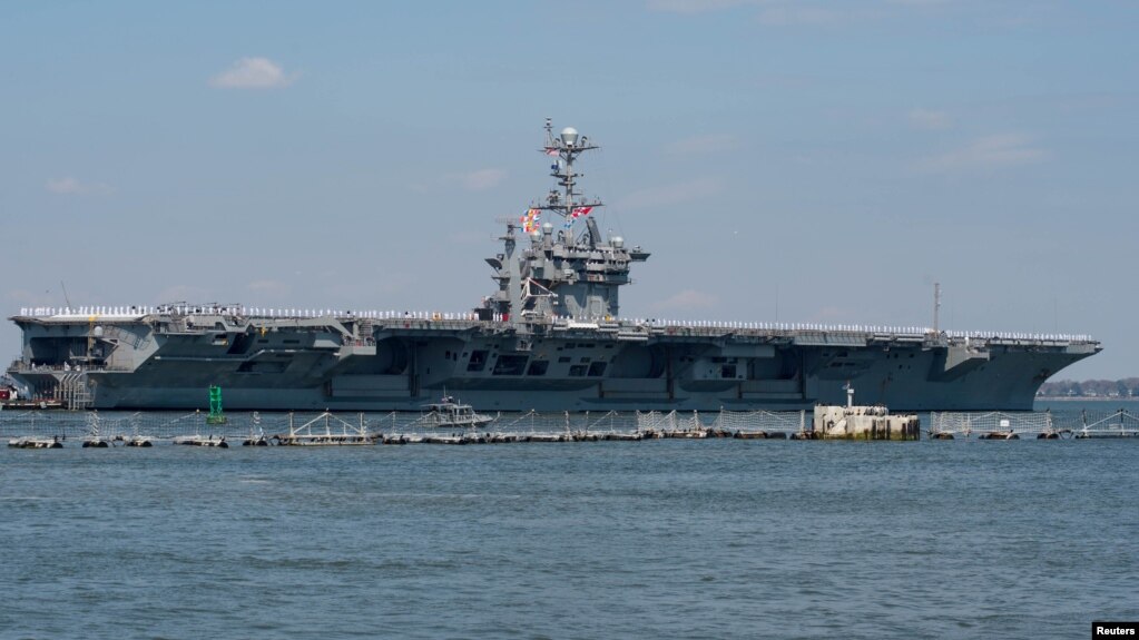  El portaaviones estadounidense Harry S. Truman parte con su grupo de batalla hacia el Medio Oriente, desde la estación naval de Norfolk, en Virginia. Abril 11 de 2018.