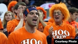 Jerry Reid on the University of Virginia's Hoo Crew. He's the one in the orange wig. 