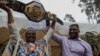 Le Camerounais Francis Ngannou, champion du monde des arts martiaux mixtes poids lourds (MMA), à Bafoussam, au Cameroun, le 1er mai 2021.