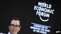 Archivo - Steven Mnuchin, secretario del Tesoro de Estados Unidos, en el Foro Económico de Davos, Suiza.