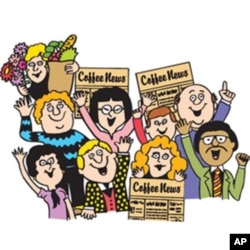 Want some froth with your coffee? Coffee News’s logo conveys its cheery contents.