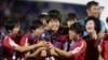 Las jugadoras de Corea del Norte celebran tras ganar la final de la Copa Mundial de fútbol femenino sub-17 de la FIFA 2024 frente a España en el Estadio Olímpico Félix Sánchez en Santo Domingo el 3 de noviembre de 2024. (Foto de Nelson Pulido / AFP)