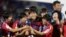 Las jugadoras de Corea del Norte celebran tras ganar la final de la Copa Mundial de fútbol femenino sub-17 de la FIFA 2024 frente a España en el Estadio Olímpico Félix Sánchez en Santo Domingo el 3 de noviembre de 2024. (Foto de Nelson Pulido / AFP)