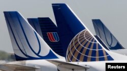 미국 주요 항공사 소속 비행기들이 시카고 오헤어 국제공항에 계류하고 있다. (자료사진)