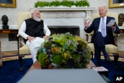 资料照：拜登总统在白宫会见到访的印度总理莫迪。（2021年9月24日）