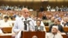 Pakistan's prime minister-elect Shehbaz Sharif speaks after winning a parliamentary vote to elect a new prime minister, at the national assembly, in Islamabad, Apr. 11, 2022. (Press Information Department (PID)/Handout via Reuters) 