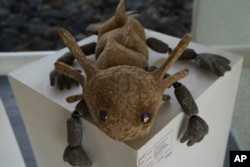 A figure of an axolotl sits on display at a museum in Xochimilco Ecological Park in Mexico City, Feb. 11, 2025.