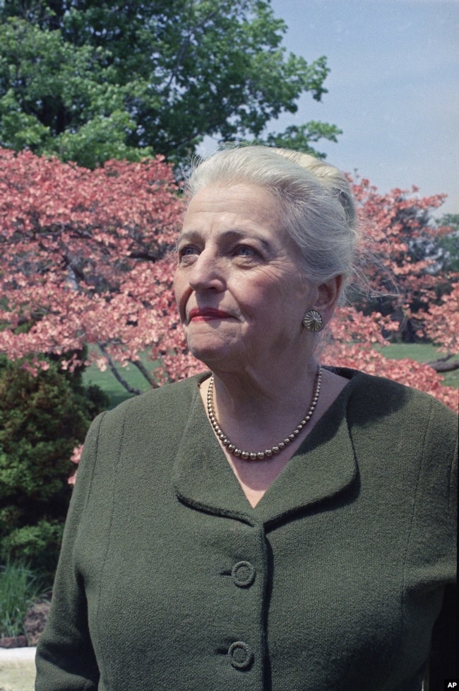 FILE - Pearl Buck, novelist poses on the grounds of her Pearl S. Buck Foundation headquarters in Philadelphia, 1967. (AP Photo)