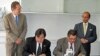 VOA Director Designate David Ensor and Afghan Minister of Information and Culture Sayed Makhdoon Raheen look on as new VOA agreement with RTA is signed.