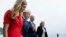 President Joe Biden and first lady Jill Biden are greeted and walk with British Prime Minister Boris Johnson and his wife Carrie Johnson, ahead of the G-7 summit, Thursday, June 10, 2021, in Carbis Bay, England. (AP Photo/Patrick Semansky)