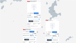 북한 제재 유조선 3척이 현지 시각 7일 새벽 중국 해역에 머물고 있는 장면. (화면출처: MarineTraffic)