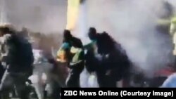 Several people were injured by an explosion of unknown origin at the end of an election rally by President Emmerson Mnangagwa in Bulawayo, Zimbabwe's second largest city, June 23, 2018. (Twitter / ZBC News Online)