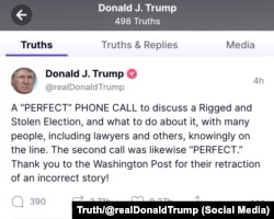 Objava bivšeg predsednika Donalda Trampa na društvenoj mreži Truth (Istina)