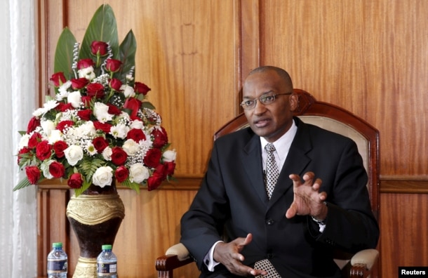 Kenya Central Bank Governor Patrick Njoroge speaks during an interview in his office in the capital Nairobi, Dec. 8, 2015.