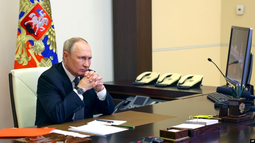 Ruski predsednik Vladimir Putin na sednici Saveta bezbednosti (Foto: Sergei Ilyin, Sputnik, Kremlin Pool Photo via AP)