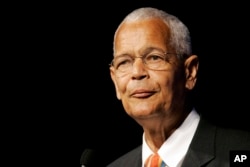 FILE- NAACP Chairman Julian Bond addresses the civil rights organization's annual convention in Detroit, Michigan, July 8, 2007.