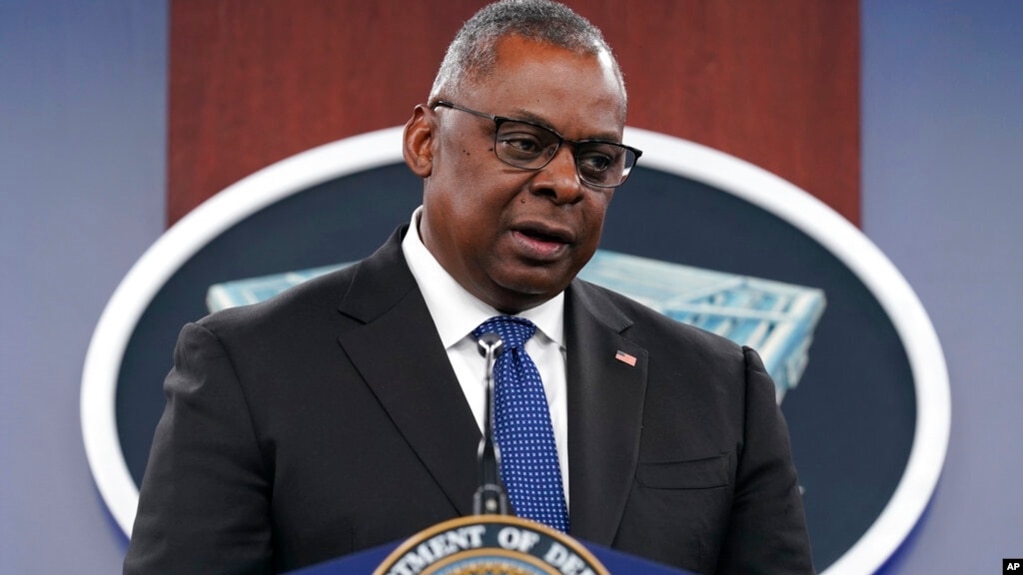 FILE - U.S. Defense Secretary Lloyd Austin speaks during a briefing at the Pentagon in Washington, Oct. 27, 2022.