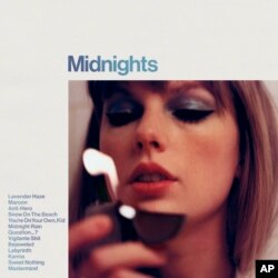 This image released by Republic Records shows "Midnights" by Taylor Swift. (Republic Records via AP)