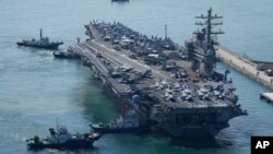 FILE - The U.S. carrier USS Ronald Reagan