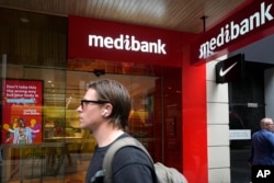 Salah satu kantor Medibank di Sydney, Australia, 26 Oktober 2022. (AP/Rick Rycroft)