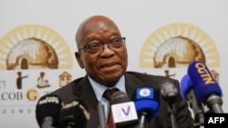 Former South African President Jacob Zuma speaks during a press conference at The Maslow Hotel in Sandton, Johannesburg commercial hub, Oct. 22, 2022.