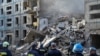 A view shows a residential building heavily damaged by a Russian missile strike in Zaporizhzhia, Ukraine, Oct. 9, 2022.