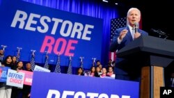 President Joe Biden speaks about abortion access during a Democratic National Committee event at the Howard Theatre in Washington, Oct. 18, 2022.