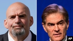 Esta combinación fotográfica muestra al candidato republicano al Senado Dr. Mehmet Oz (izq) y al demócrata John Fetterman, en el estado de Pensilvania.
