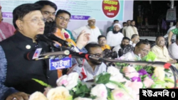 সিলেট নগরীর মদিনা মার্কেট ব্যবসায়ী সমিতির এক অনুষ্ঠানে বক্তব্য রাখছেন বাংলাদেশের পররাষ্ট্রমন্ত্রী ড. একে আব্দুল মোমেন। ৮ অক্টোবর, ২০২২। 