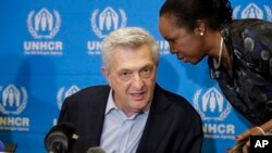 U.N. refugee chief Filippo Grandi speaks at a press conference in Nairobi, Kenya, on Oct. 25, 2022, about peace talks to end Ethiopia's Tigray conflict. The talks started in South Africa on Tuesday.