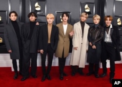 BTS di ajang Grammy Awards 2020 (dok: Jordan Strauss/Invision/AP)