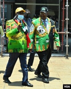 Obert Mpofu and Constantino Chiwenga attending Zanu PF Politburo meeting in Harare.