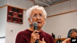 Rosalie Whirlwind Soldier talks about the abuse she suffered at a Native American boarding school on the Rosebud Sioux Reservation in Mission, S.D., Saturday, Oct. 15, 2022.