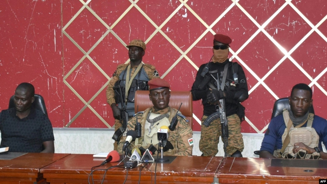 Burkina Faso's new self-proclaimed leader captain Ibrahim Traore attends a meeting in Ouagadougou on Oct. 2, 2022.