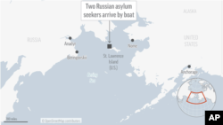 A pair of Russians have turned up on a remote Alaska island in the Bering Sea, reportedly fleeing compulsory military service. (AP Graphic)